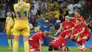 Timnas sepak bola putri Jerman meraih kemenangan 2-1 atas Swedia pada partai final Olimpiade Rio 2016 di Stadion Maracana, Sabtu (20/8/2016) dini hari WIB. (AFP/LuisAcosta)