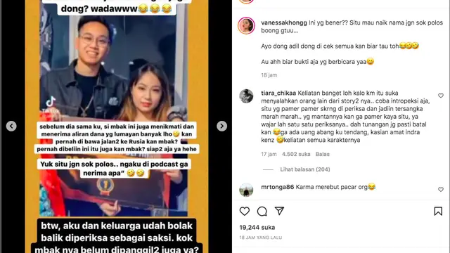Vanessa Khong Minta Polisi Juga Bongkar Transaksi Indra Kenz dengan Mantan Kekasihnya: Jangan Sok Polos Gitu. (Foto: Dok. Instagram @vanessakhongg)