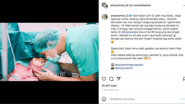 Anisa Rahma Melahirkan Bayi Kembar, Maju Dua Minggu Lebih Cepat