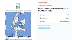 Gempa Hari Ini: Magnitudo 3,5 Getarkan Halmahera Timur