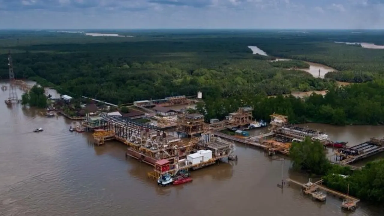 Lapangan Handil Blok Mahakam di Kutai Kartanegara Kaltim. (Abelda Gunawan/Liputan6.com)