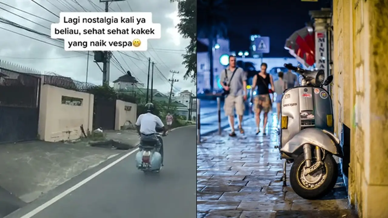 Kakek Ini Keliling Naik Vespa Pakai Seragam SMA, Netizen: Lagi Nostalgia