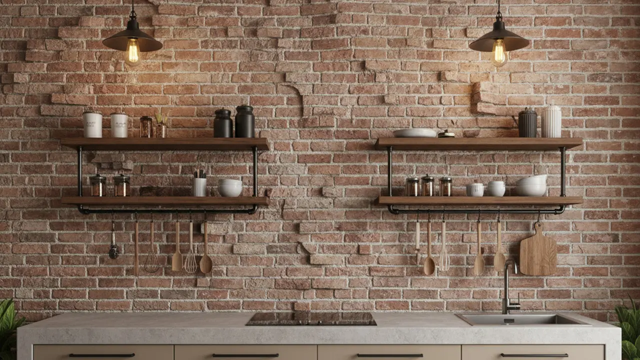 Inspirasi Dapur Sederhana dengan Dinding Bata Ekspos