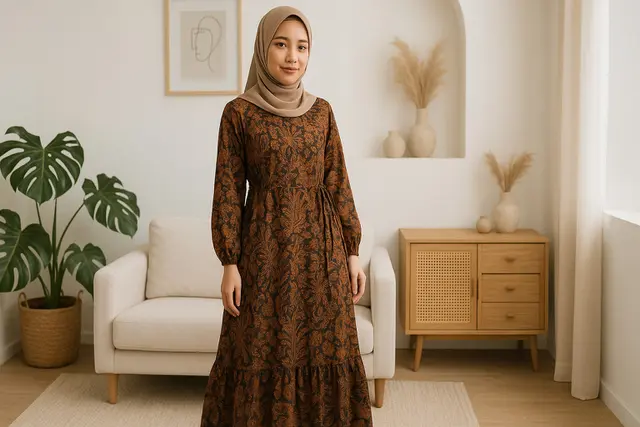 3. Gamis Batik Tali Serut Samping