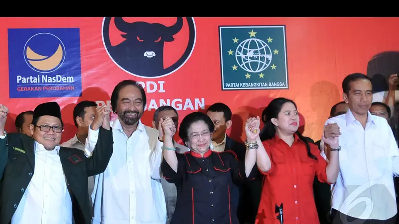 'Senyuman' Cak Imin dan Surya Paloh di Markas PDIP