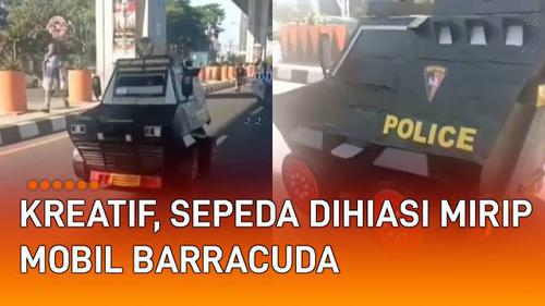 VIDEO: Kreatif, Sepeda Dihiasi Mirip Mobil Barracuda Melintas di Jalan