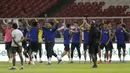 Pemain Timnas Malaysia saat latihan jelang laga kualifikasi Piala Dunia di SUGBK, Jakarta, Rabu (4/9). Malaysia akan berhadapan dengan Indonesia. (Bola.com/M Iqbal Ichsan)