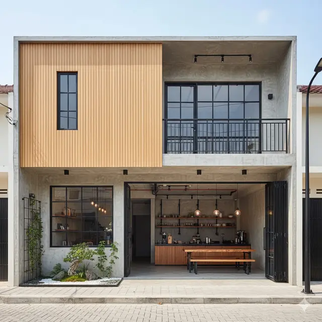 Desain Rumah Minimalis Depan Toko Gaya Japandi 2025