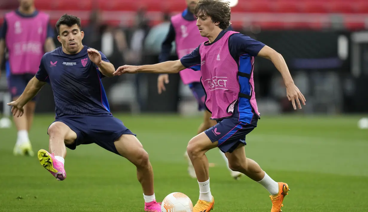 Ini merupakan final ketujuh Sevilla sejak kompetisi yang dahulu bernama Piala UEFA ini berubah menjadi Liga Europa. (AP Photo/Darko Bandic)