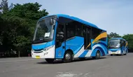 Bus Batik Solo Trans (BST) sedang melintasi Kota Solo.(Liputan6com/Fajar Abrori)