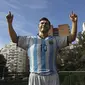 Patung Lionel Messi di Buenos Aires, Argentina. (EPA/David Fernandez)
