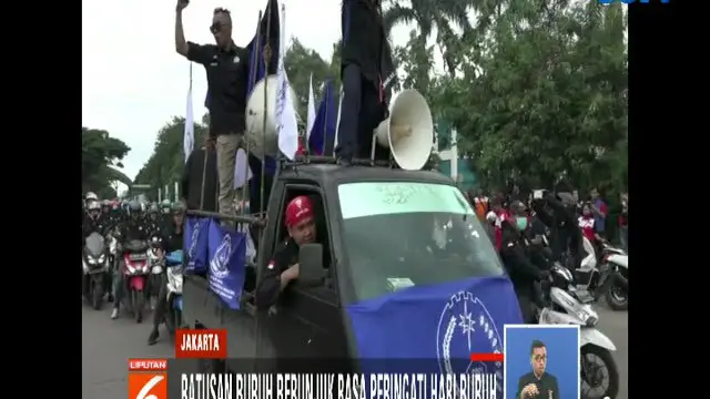 Ratusan Buruh dari KBN Cakung Bergerak Menuju Monas