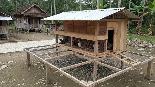 Kandang Ayam dengan Alas Kawat di Bawah