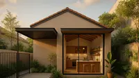 Model Rumah 3 Kamar 1 Lantai dengan Dapur Terbuka&nbsp;(created by AI)
