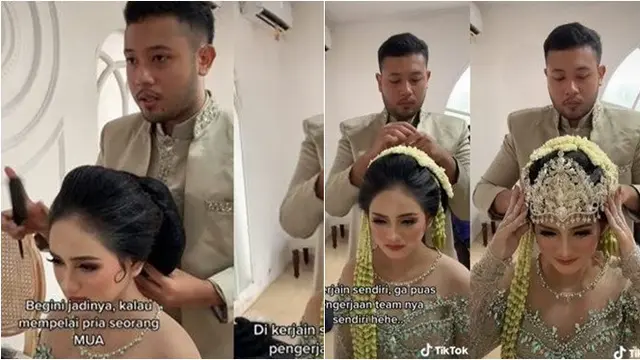 Potret 5 Pengantin Wanita Dirias Calon Suami yang Berprofesi MUA, Bikin Senyum