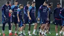 Para pemain Kroasia mengikuti sesi latihan di Al Erssal Training Site 3, Doha, Qatar, Rabu (14/12/2022). Sehari setelah tersingkir dari Piala Dunia 2022, Kroasia melakukan latihan kembali bersiap untuk pertandingan selanjutnya. (JACK GUEZ / AFP)