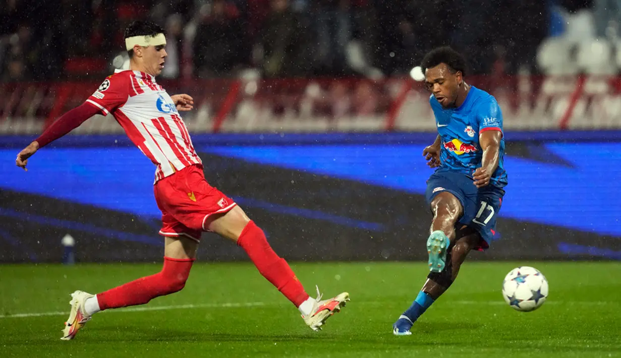 Selain Manchester City, RB Leipzig juga memastikan lolos ke babak 16 besar Liga Champions 2023/2024. (AP Photo/Darko Vojinovic)