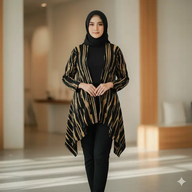 Model Baju Lurik Kombinasi Polos Terbaru
