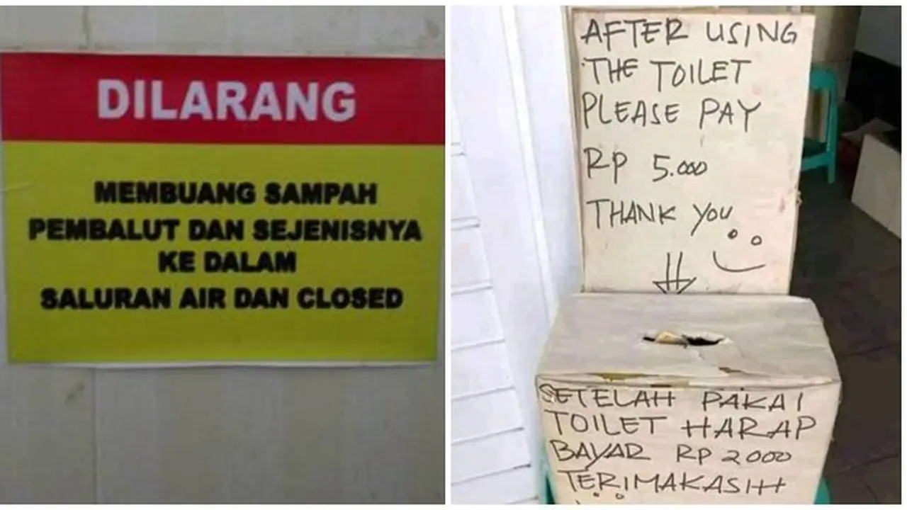 6 Tulisan Bahasa Inggris di Toilet Umum Ini Nyeleneh, Bikin Tepuk Jidat