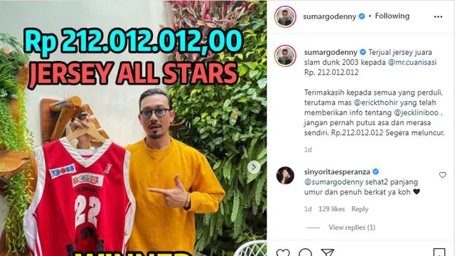 Denny Sumargo lelang jersey basket