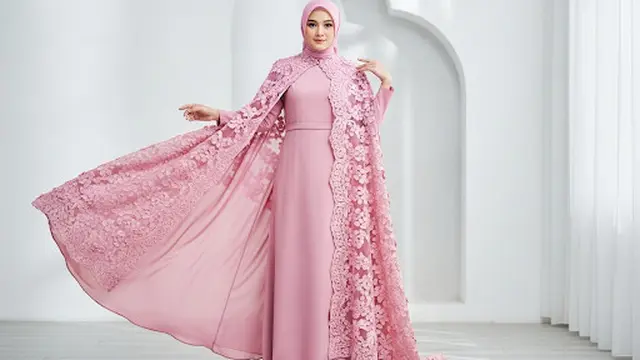 Gamis Ceruty Brukat Timbul Cape Style