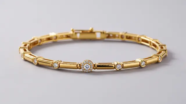 Gelang Emas dengan Aksen Batu Kecil