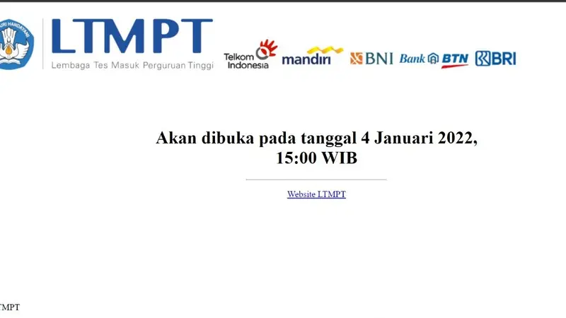 Pendaftaran akun Lembaga Tes Masuk Perguruan Tinggi (LTMPT) untuk siswa yang ingin ikut SNMPTN dan SBMPTN 2022 dimulai Selasa sore (4/1/2021).