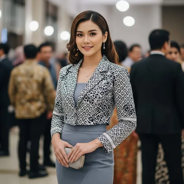 Outer Batik Wanita Pendek Motif Etnik untuk Gaya Santai Formal
