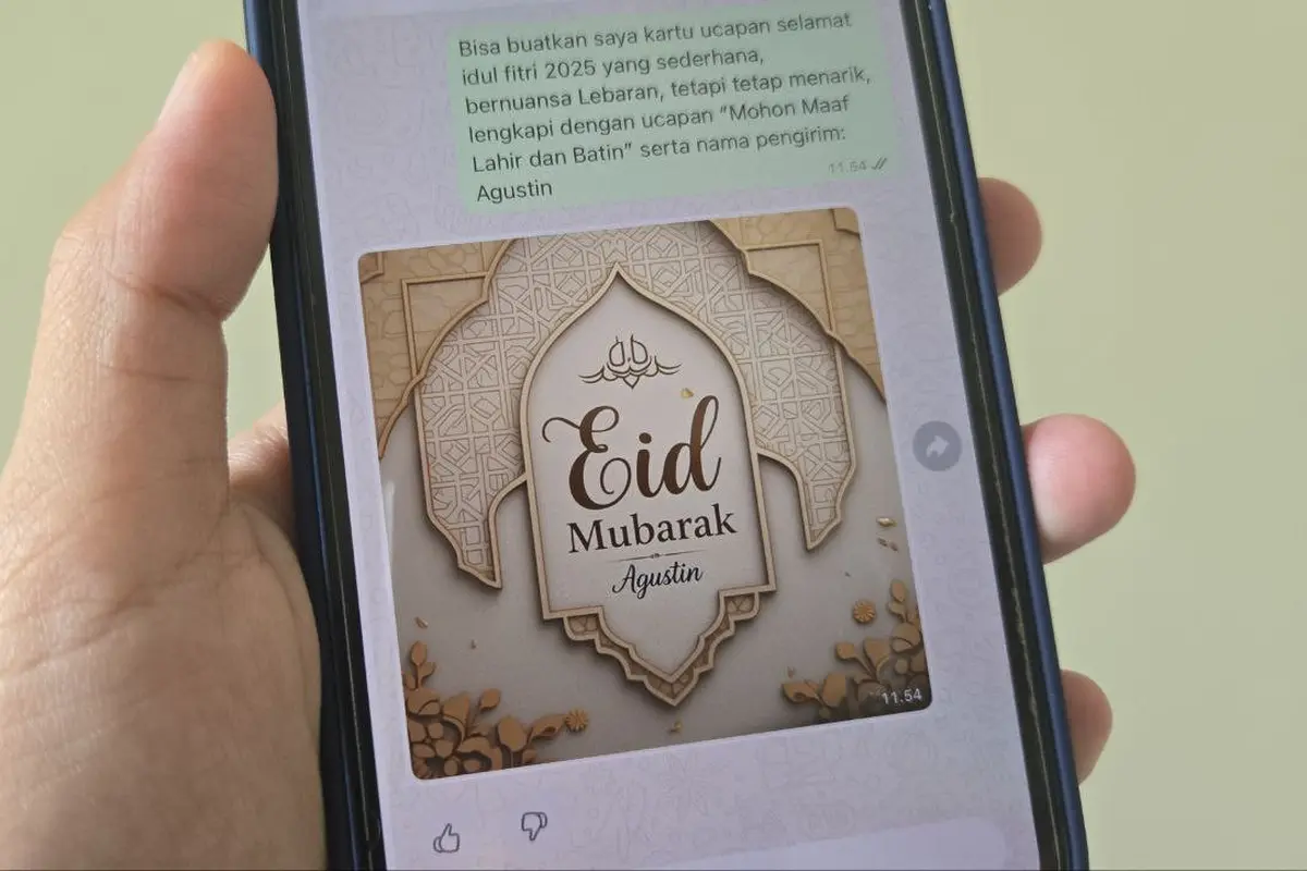 Membuat kartu ucapan Idul Fitri 2025 dengan bantuan Meta AI