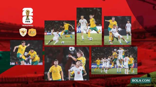 Kolase - Aksi-aksi pemain Australia saat melawan Indonesia