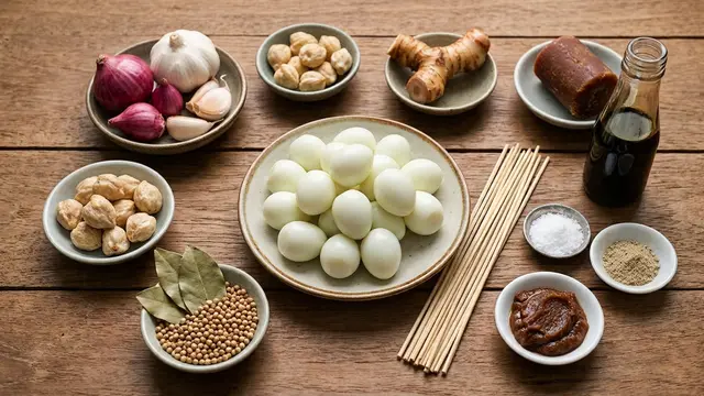Ilustrasi resep sate telur puyuh angkringan