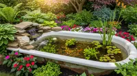 Cara Membuat Kolam Ikan Mini dari Bathtub Bekas Praktis, Biaya Irit Tapi Bikin Estetik