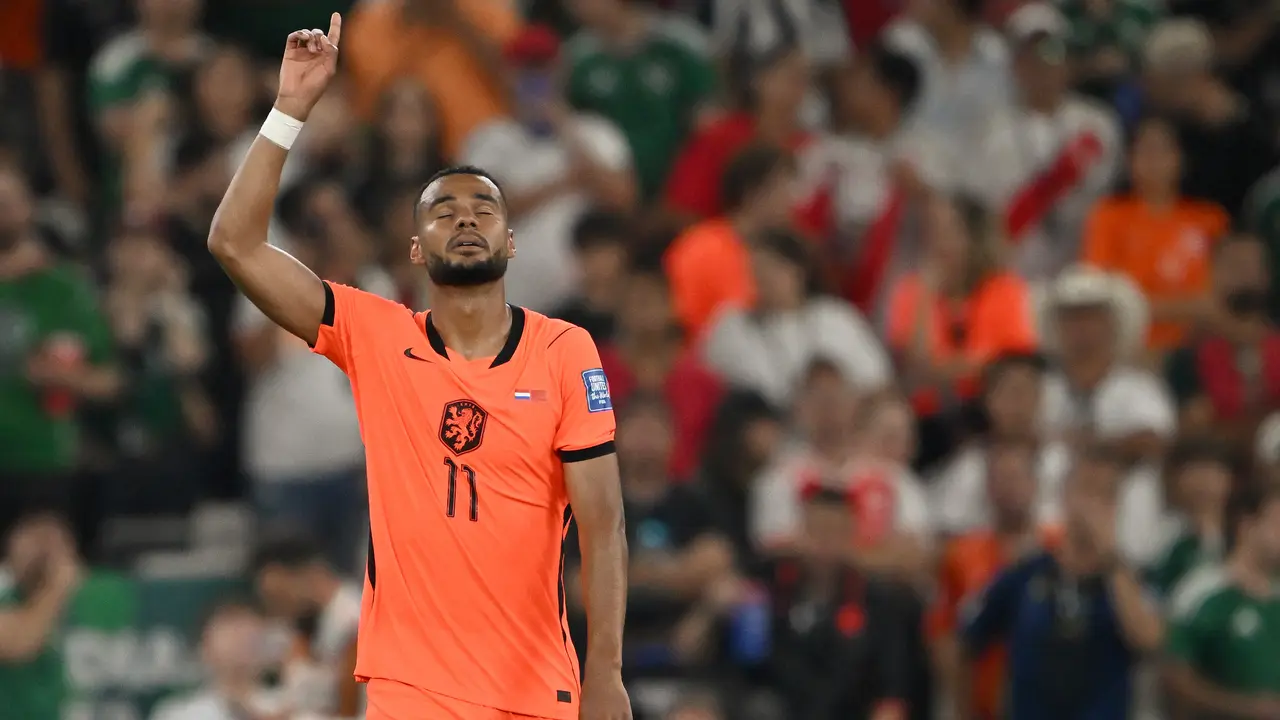 Penyerang Timnas Belanda, Cody Gakpo, ketika melawan Timnas Maroko dalam babak 32 besar Piala Dunia 2026.