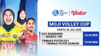 Saksikan streaming Moji Volley Cup 2025 - game 3 di Vidio. Babak penyisihan dari ajang friendly match Timnas voli putri Indonesia, Moji Volley Cup 2025 pada game ke 3 akhir pekan ini hanya di Vidio. (sum. doc. vidio.com)