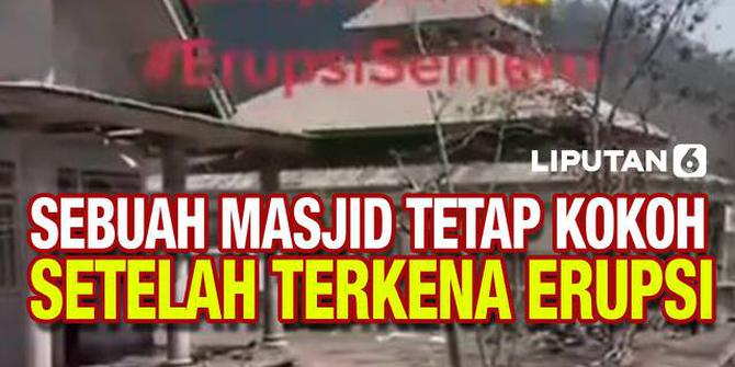 VIDEO: Mengejutkan! Masjid Tetap Berdiri Kokoh Usai Diterjang Letusan Gunung Semeru