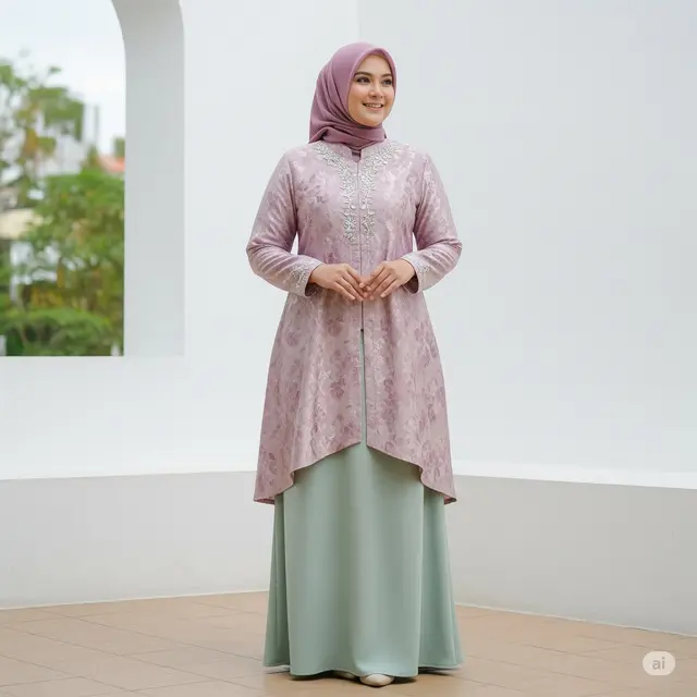Model Gamis Brokat untuk Perut Buncit. Foto: Gemini