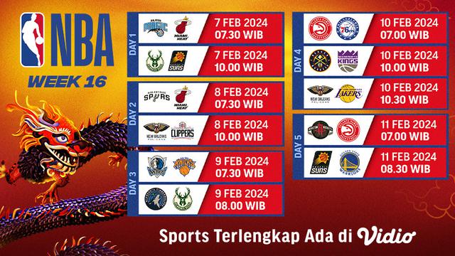 Jadwal Live Streaming NBA 2023/2024 Week 16