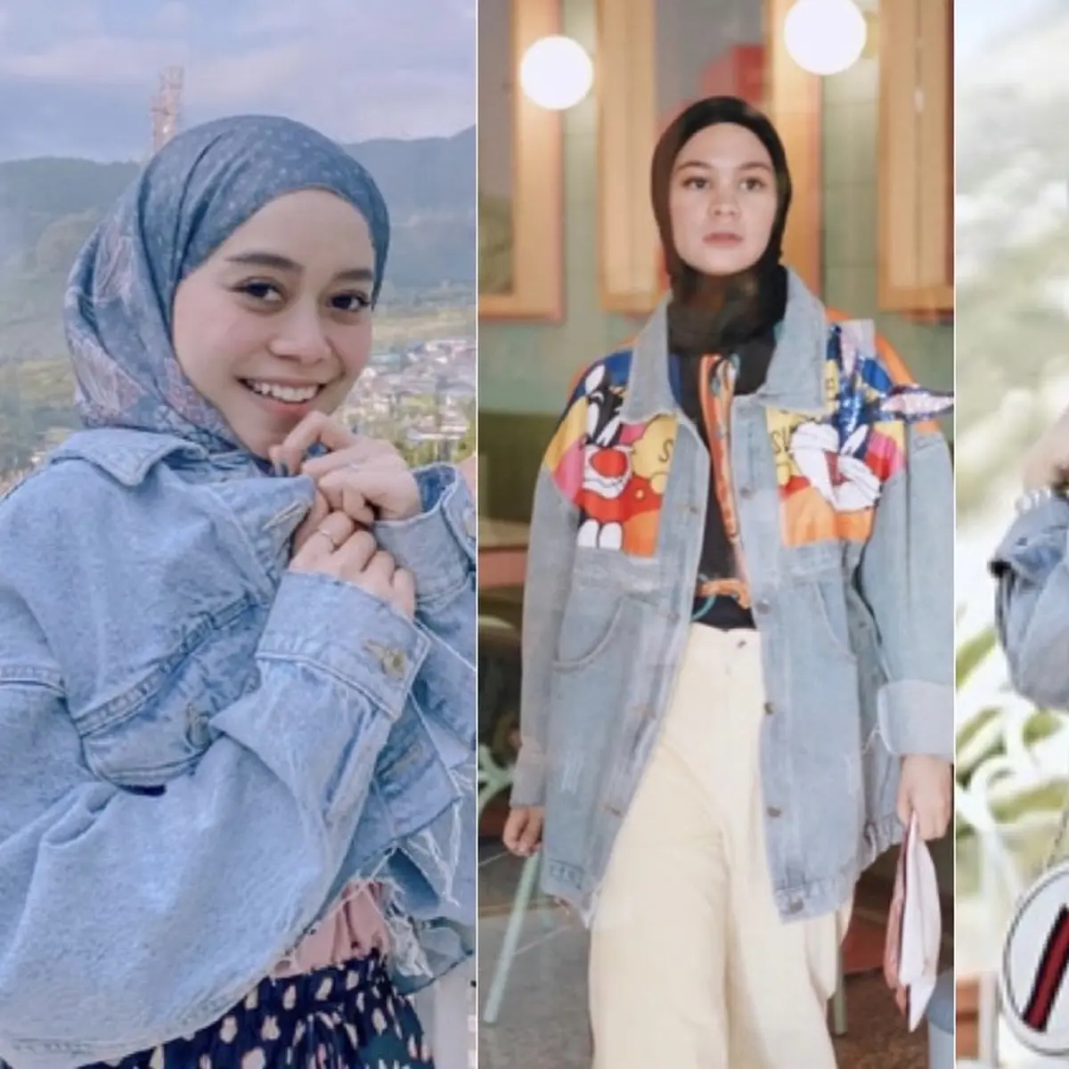 Ootd hijab top jaket jeans