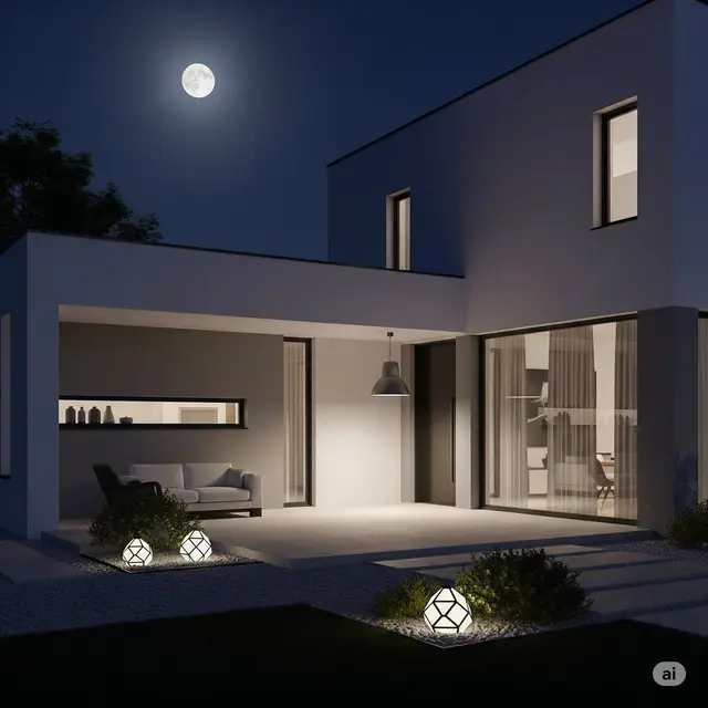 Inspirasi Rumah Sederhana Malam Hari. Foto: Gemini