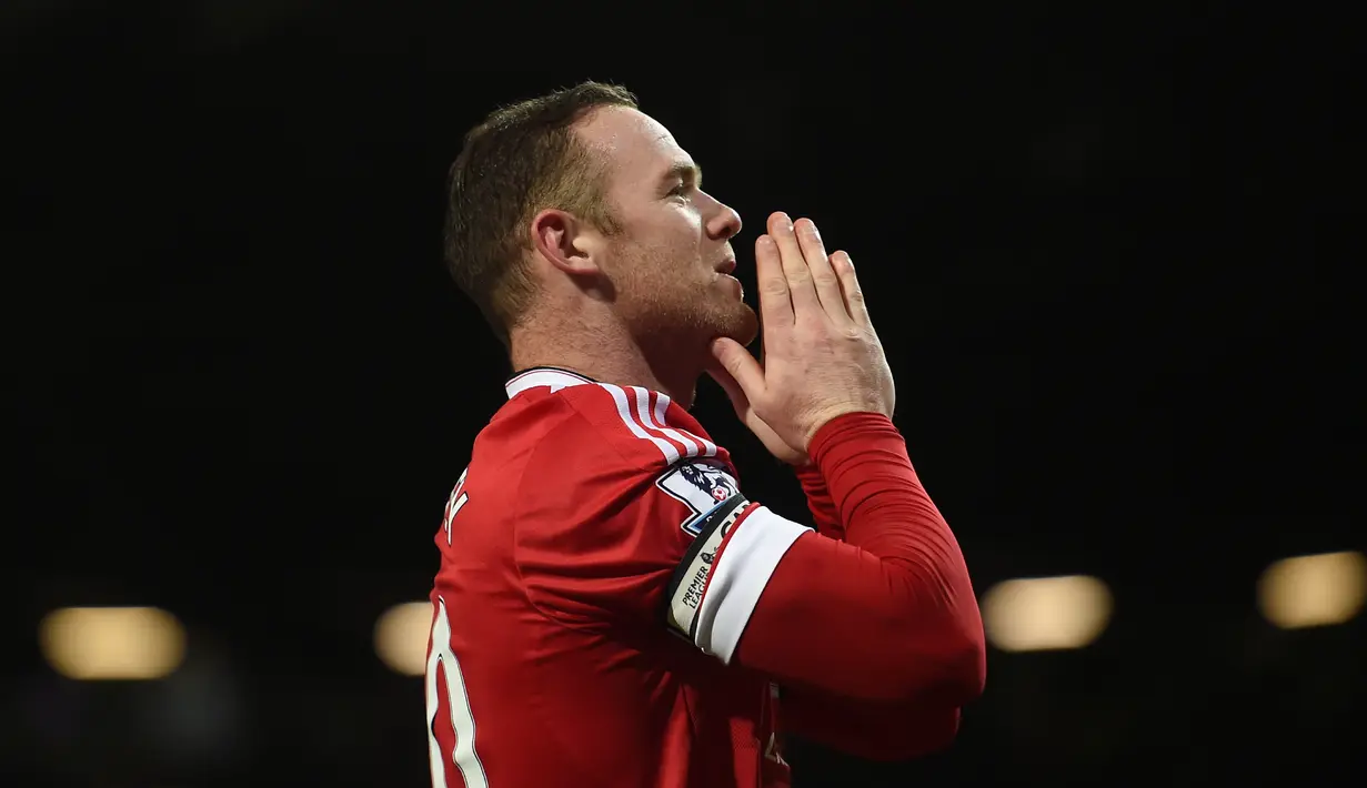 Ekspresi Wayne Rooney setelah Manchester United menang atas Stoke City 3-0 dalam lanjutan Liga Inggris di Stadion Old Trafford, Manchester, Rabu (3/2/2016) dini hari WIB. (AFP/Paul Ellis)