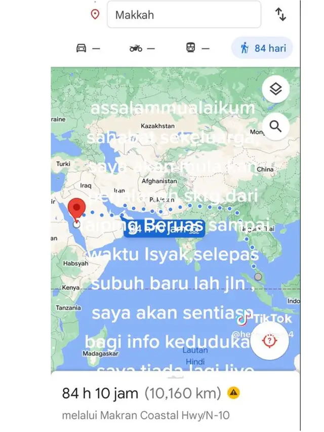 Pria Ini Bertekad Jalan Kaki ke Makkah Lewati 12 Negara, Kini Sudah di Thailand