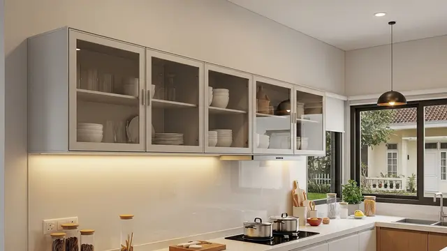 Lemari Gantung Aluminium Pintu Kaca