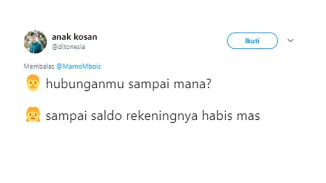 Cuitan kocak (Sumber: Twitter/@ditonesia)