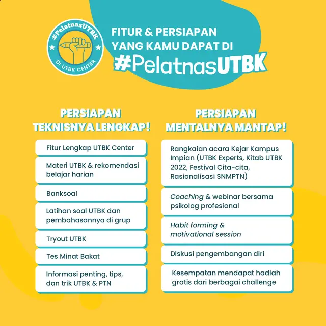 Fitur dan Persiapan di #PelatnasUTBK