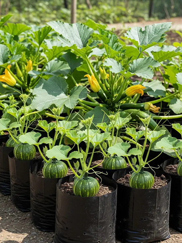 Tanaman Zucchini atau Labu Mini di Polybag