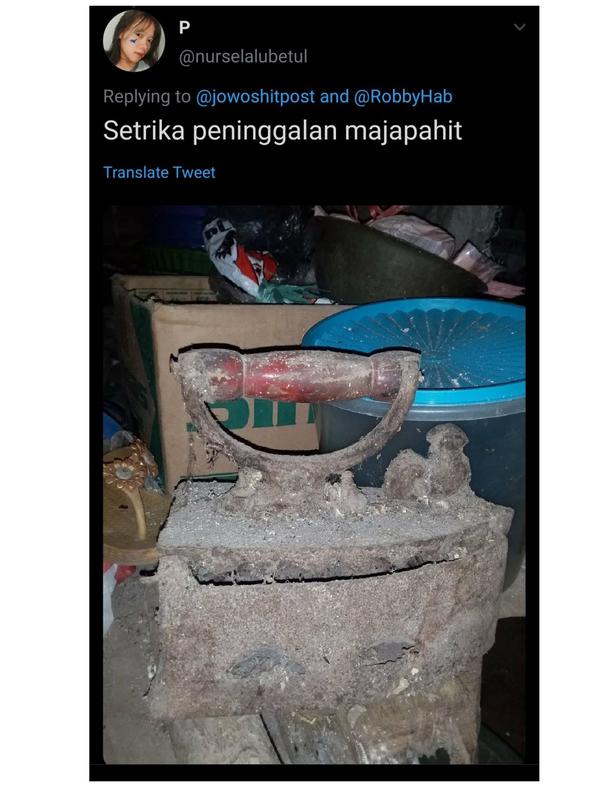 Potret lawas peralatan rumah tangga yang disebut artefak sejarah oleh warganet. (Sumber: Twitter/@nurselalubetul)