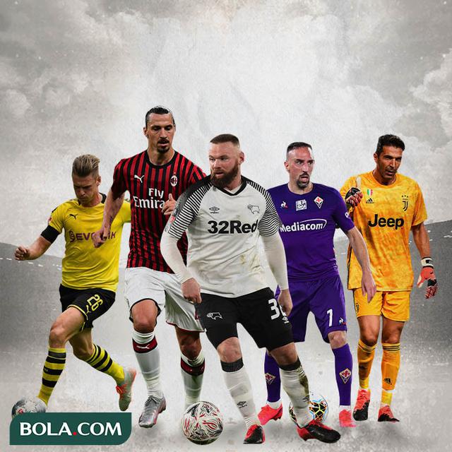 Ilustrasi - Lukasz Piszczek, Zlatan Ibrahimovic, Wayne Rooney,Franck Ribery, Gianluigi Buffon