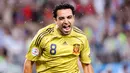 Kecerdasan serta kedisiplinan membuat sosok Xavi Hernandez dikenal sebagai legenda lini tengah di dunia. Gelandang legendaris Barcelona itu sukses memperlihatkan magisnya termasuk di ajang Euro 2008. (AFP/Joe Klamar)