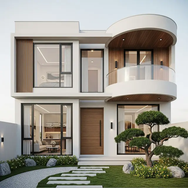 Rumah Tipe 45 Gaya Modern 2 Lantai dengan Balkon