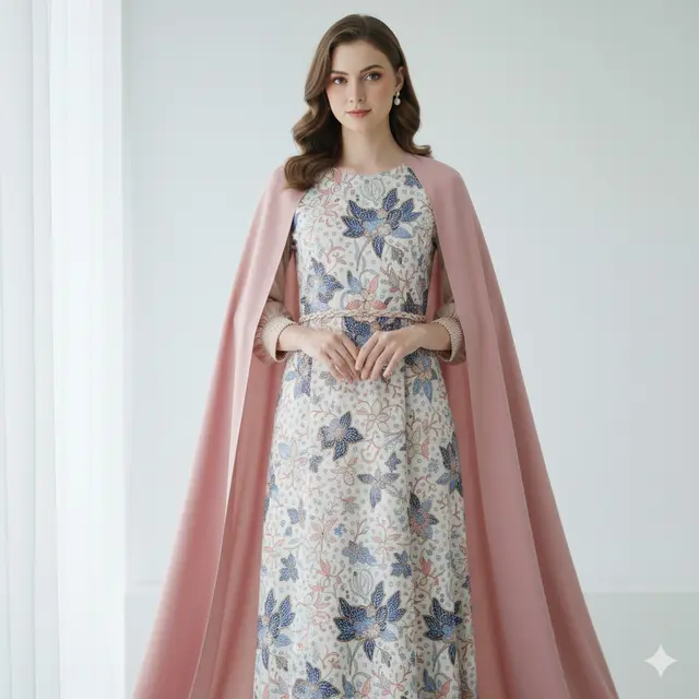 7 Model Dress Batik Kombinasi Kain Polos Warna Pastel yang Anggun, Modern dan Nyaman Dipakai